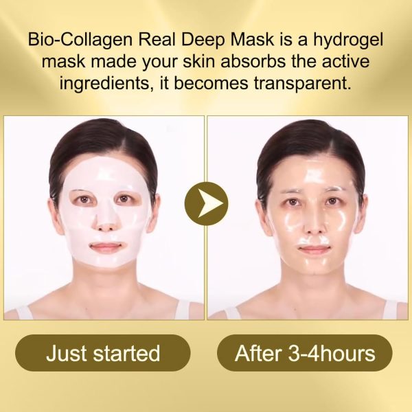⁦KASTWAVE Collagen Face Mask, Deep Collagen Niacinamide Vitamin C Mask, Anti Wrinkle Lifting Moisturizing Face Mask, Smooth & Tight Skin, Overnight Hydrogel Mask, Helps Reduce Fine Lines(4 Pack)⁩ - الصورة ⁦2⁩