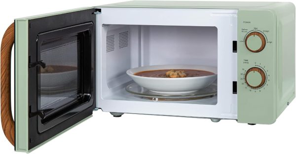 ⁦Russell Hobbs RHMM713MG-N 17 Litre Matt Green Manual Microwave with Wood Effect handle and dials⁩ - الصورة ⁦8⁩