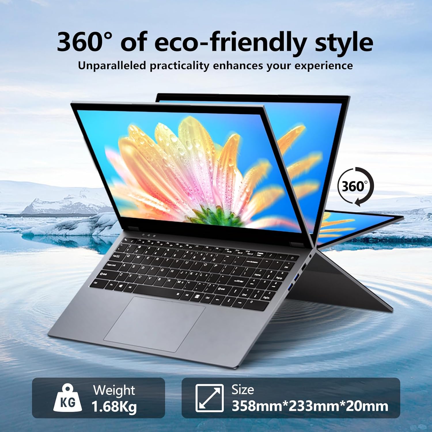 KUMNOSAL Laptop 15.6 Inch 2 in 1 Touchscreen Laptop Computer, Laptop AMD R3-3200U CPU (up to 3.5GHz), 16GB RAM 512GB SSD Touch Screen Laptops, 360 Angle Opening RJ45 WIFI5 HDMI Backlit Keyboard FHD 5 KUMNOSAL Laptop 15.6 Inch 2 in 1 Touchscreen Laptop Computer, Laptop AMD R3-3200U CPU (up to 3.5GHz), 16GB RAM 512GB SSD Touch Screen Laptops, 360 Angle Opening RJ45 WIFI5 HDMI Backlit Keyboard FHD - الصورة 5