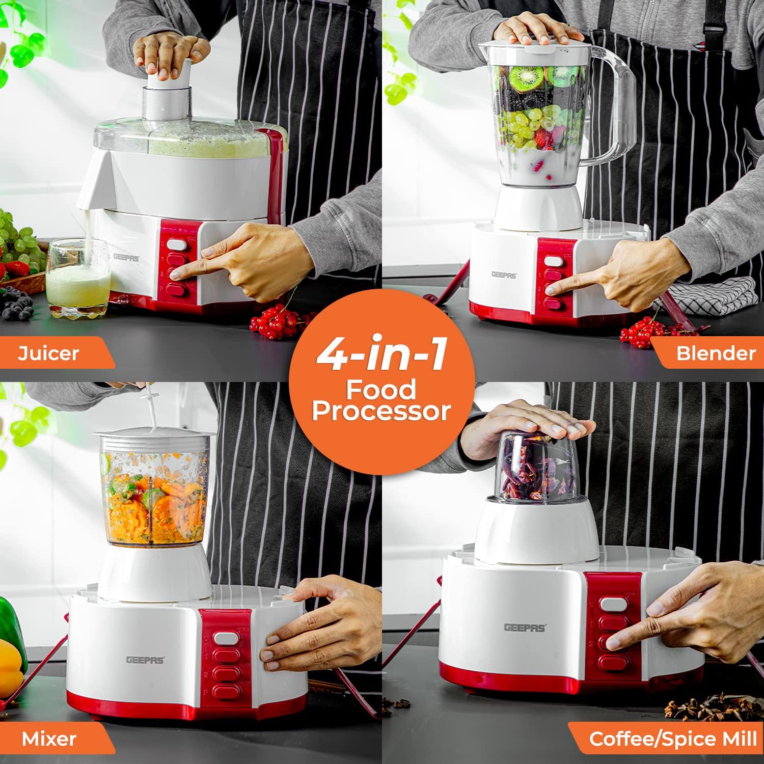 Geepas 2 Speed 4 In 1 Food Processor | Model No GSB9890 3 Geepas 2 Speed 4 In 1 Food Processor | Model No GSB9890 - الصورة 3