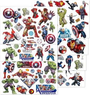 Yuyan Avenger Superheros Temporary Tattoos Stickers for Kids cute cartoon Tattoos Party Favors and Birthday Decorations for Girls Boys(8 Marvel Temporary Tattoo Sheets)