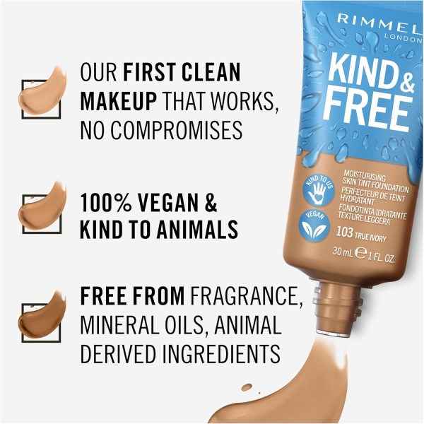 ⁦Rimmel London Kind & Free Foundation - 103 - True Ivory, 30ml⁩ - الصورة ⁦4⁩
