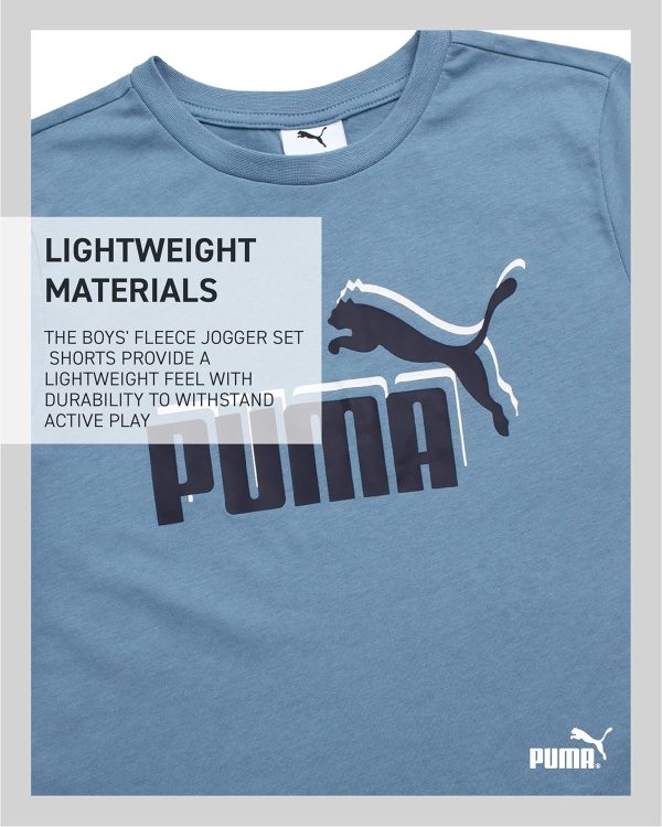 ⁦PUMA Boys' Fleece Jogger Set - 3 Piece Hoodie, T-Shirt, and Jogger Sweatpants - Athleisure Outfit Set for Boys (Sizes: 8-16)⁩ - الصورة ⁦4⁩