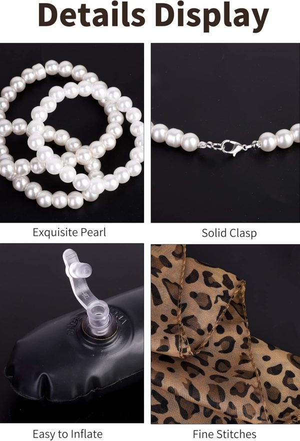 ⁦KASTWAVE 100 Days of School Old Lady Cosplay Set, Kids 100 Days of School Grandma Wigs, With Wig, Glasses, Faux Pearl Necklace, Bracelet, Inflatable Canes, Kerchief (7 Pieces)⁩ - الصورة ⁦3⁩
