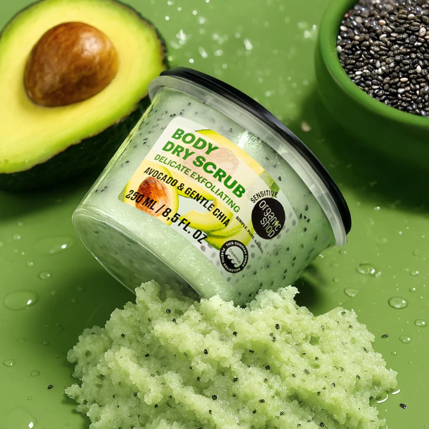 Organic Shop Delicate Exfoliating Dry Body Scrub, Avocado and Chia, 250 ml 3 Organic Shop Delicate Exfoliating Dry Body Scrub, Avocado and Chia, 250 ml - الصورة 3