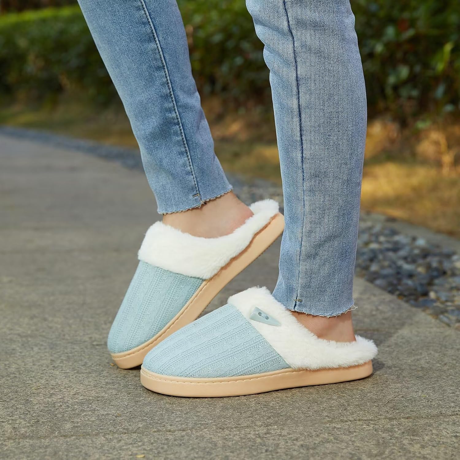 NineCiFun Women's Slip on Fuzzy Slippers Memory Foam House Slippers Outdoor Indoor Warm Plush Bedroom Shoes Scuff with Fur Lining 9 NineCiFun Women's Slip on Fuzzy Slippers Memory Foam House Slippers Outdoor Indoor Warm Plush Bedroom Shoes Scuff with Fur Lining - الصورة 9