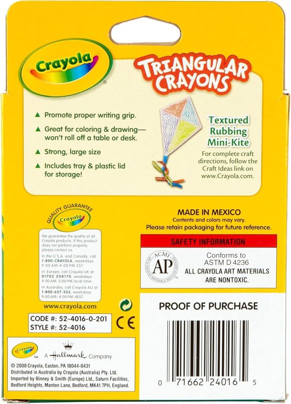 ⁦Crayola – 16Pcs Triangular Crayons | Anti Roll Crayon, Writing Grip, Strong & Big Size, Tray & Lid for Storage | Non-Toxic, Primary & Secondary Colors | 4+ Years⁩ - الصورة ⁦6⁩