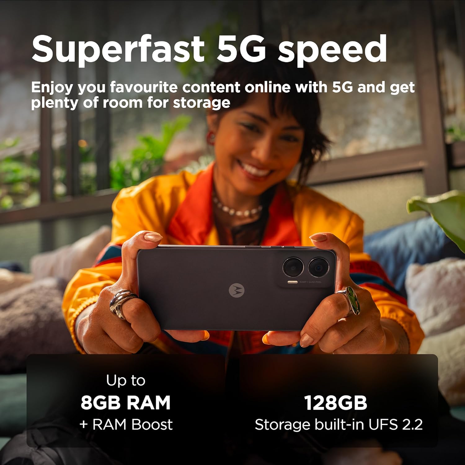 موتورولا G35 5G، ذاكرة RAM 8+8GB، شريحة اتصال PSIM، روم 128GB، يونيسوك T760، شاشة POLED 6.7 انش 120Hz، اندرويد 14، اسود 5 موتورولا G35 5G، ذاكرة RAM 8+8GB، شريحة اتصال PSIM، روم 128GB، يونيسوك T760، شاشة POLED 6.7 انش 120Hz، اندرويد 14، اسود - الصورة 5