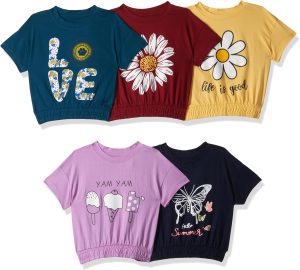 T2F Girls Girls half sleeve printed tshirt-GLS-TSRT-20 T-Shirt (pack of 5)