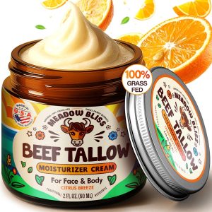 Beef Sebum Moisturizing Cream for Skin 100% Grass Fed Beef Tallow Organic Jojoba Oil Organic Shea Butter Helps with Eczema and Rosacea Made in USA
