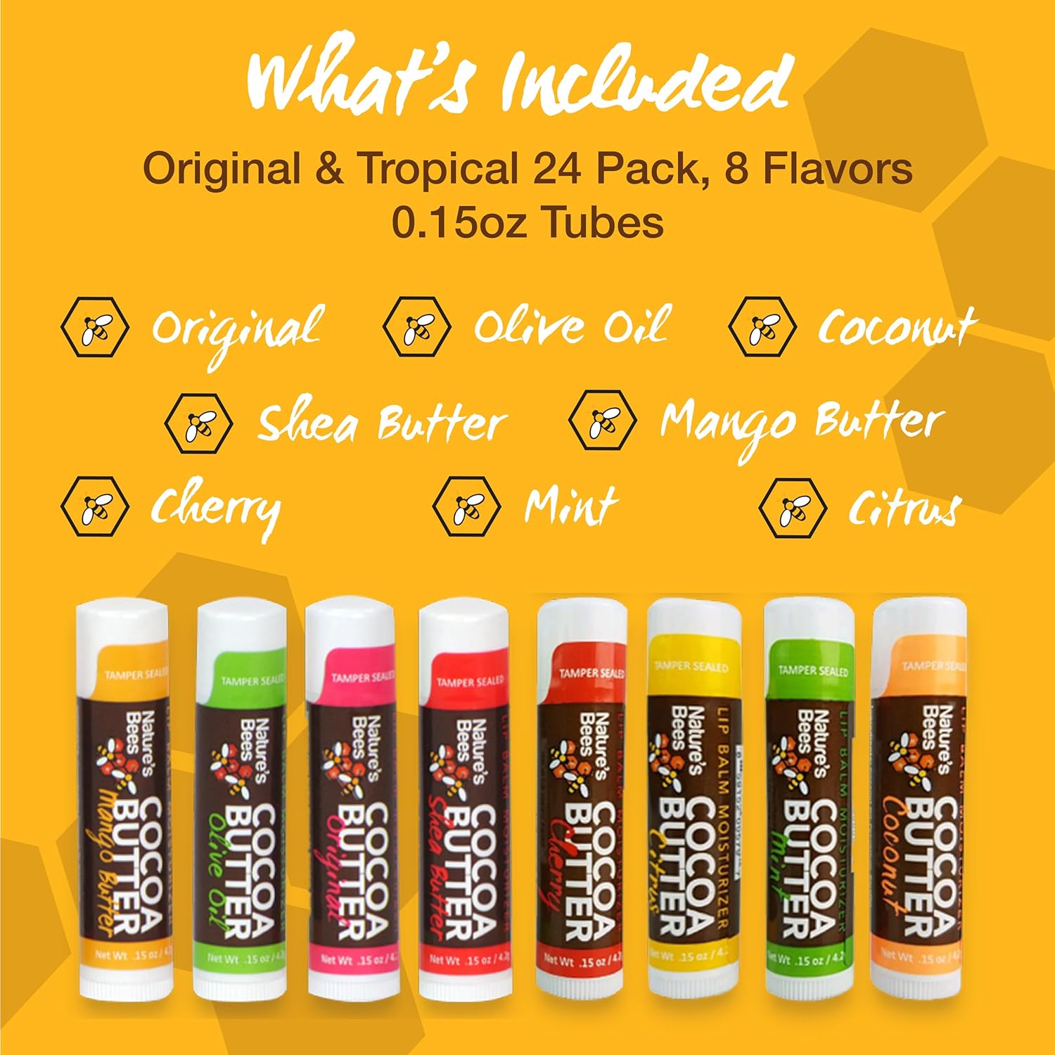 NATURE'S BEES 24 Pack Lip Balm, Natural Ingredient Bulk, Lip Care for Dry Cracked Lips, Made in USA, 8 Flavors, 0.15oz (4.2g) 4 NATURE'S BEES 24 Pack Lip Balm, Natural Ingredient Bulk, Lip Care for Dry Cracked Lips, Made in USA, 8 Flavors, 0.15oz (4.2g) - الصورة 4