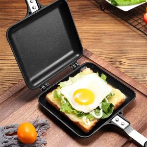 Excefore Toasted Sandwish Maker, Double Sided Frying Pan, Non-Stick Stovetop Toastie Maker with Handles Double Sided Grill Pan for Panini Snack Breakfast