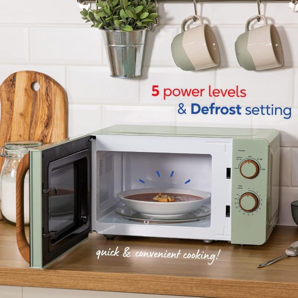 ⁦Russell Hobbs RHMM713MG-N 17 Litre Matt Green Manual Microwave with Wood Effect handle and dials⁩ - الصورة ⁦6⁩