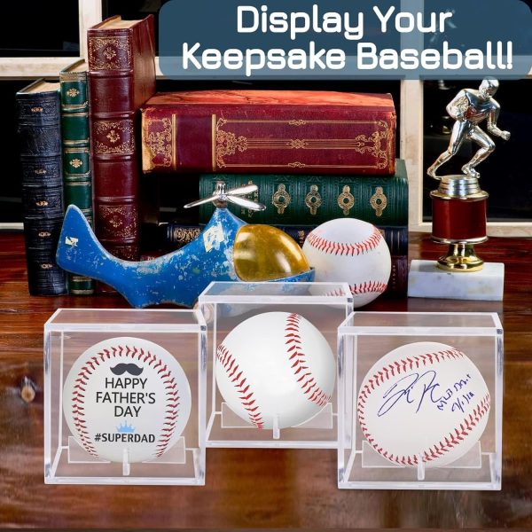 ⁦Baseball Display Case Acrylic Cube, Memorabilia Display Case for Single Ball, UV Protected Storage Box, Square Clear Baseball Stand, Sports Autograph Display Case Holder, Fits Official Size Ball⁩ - الصورة ⁦6⁩