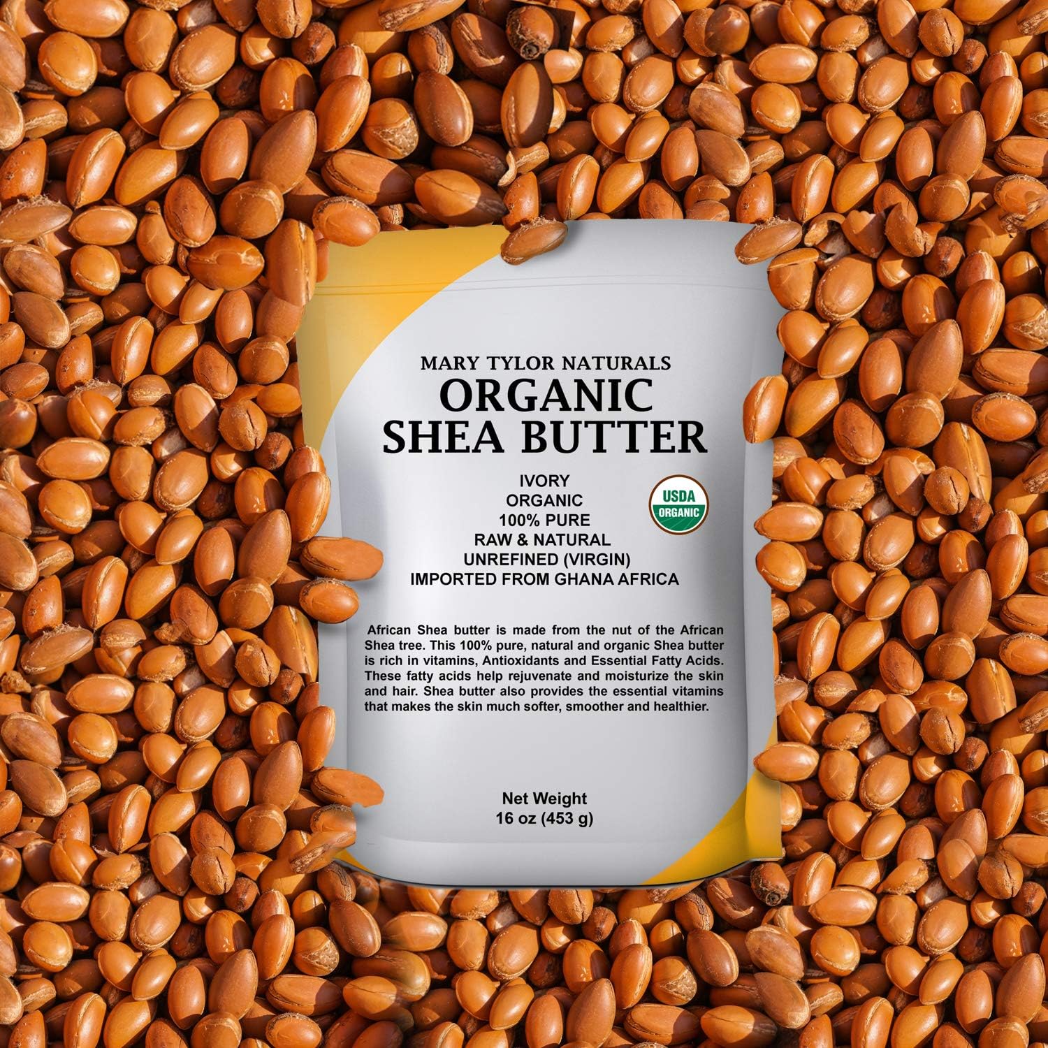 Mary Tylor Naturals Organic Shea butter 1 lb USDA Certified by 0 Raw, Unrefined, Ivory From Ghana Africa Amazing Skin Nourishment, Eczema, Stretch Marks and Body 3 Mary Tylor Naturals Organic Shea butter 1 lb USDA Certified by 0 Raw, Unrefined, Ivory From Ghana Africa Amazing Skin Nourishment, Eczema, Stretch Marks and Body - الصورة 3