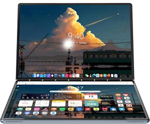 لابتوب بشاشة مزدوجة 14.1 انش مع شاشة لمس FHD ومعالج N100 الجيل 12 وذاكرة RAM 16GB مع 1TB SSD، تصميم محمول خفيف الوزن 2 في 1 من موروسترون