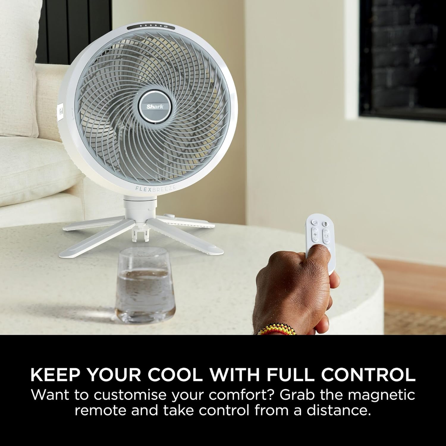Shark FlexBreeze High-Velocity Fan, Hybrid Corded & Cordless Portable Cooling Fan, Indoor & Outdoor, with Remote Control, Adjustable Tilt, UV & Water-Resistant, White FA220ME, 5 Years Warranty 9 Shark FlexBreeze High-Velocity Fan, Hybrid Corded & Cordless Portable Cooling Fan, Indoor & Outdoor, with Remote Control, Adjustable Tilt, UV & Water-Resistant, White FA220ME, 5 Years Warranty - الصورة 9
