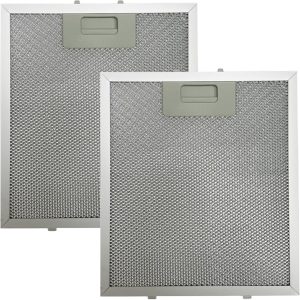 2PCS 9x10 Inch Range Hood Grease Filter Replacement, 5-Layer Aluminum Mesh Kitchen Vent Filter with Buckle, Reusable and Washable Stove Exhaust Fan Filter Compatible with Most Range Hoods