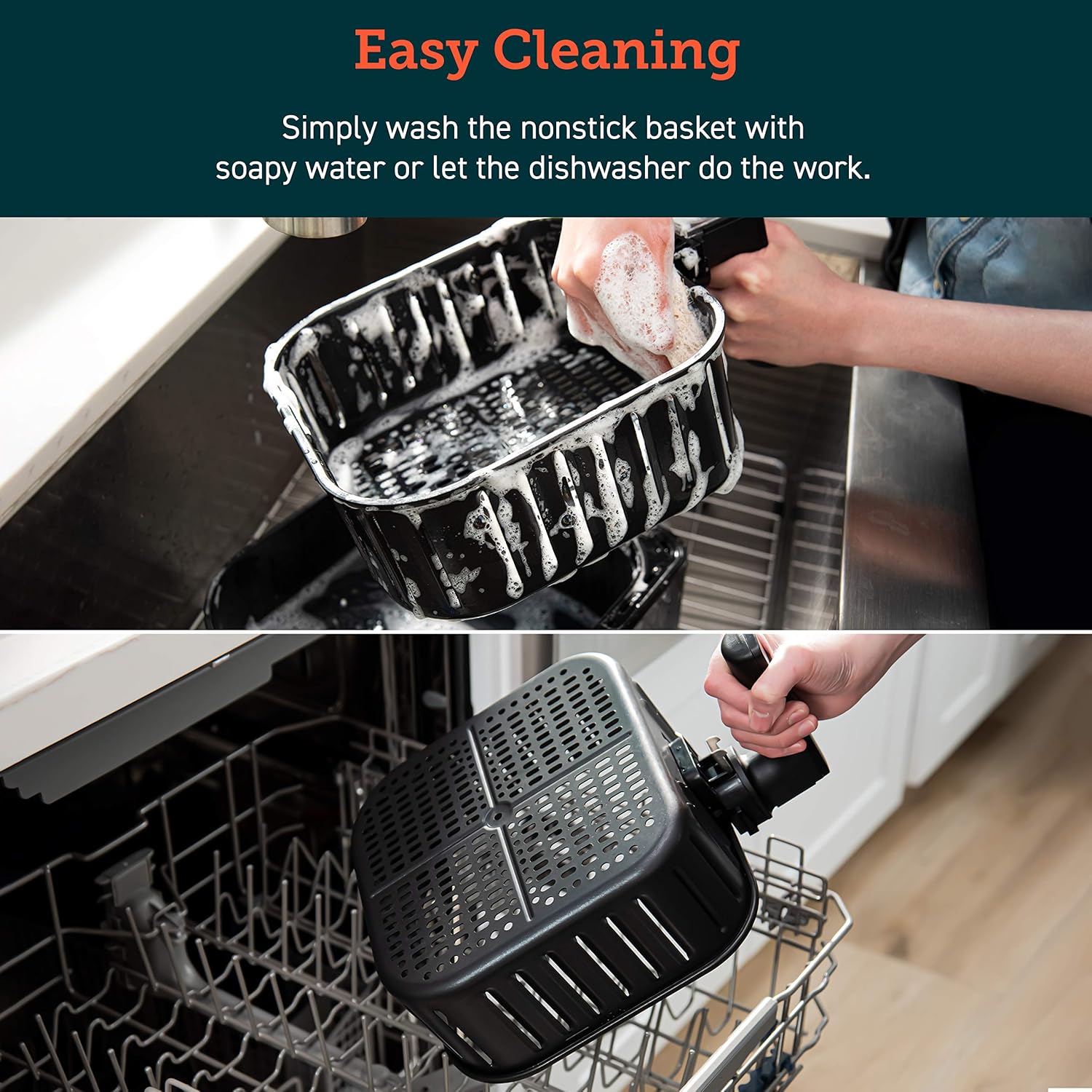 COSORI Air Fryer Accessories, Replacement 5.8QT Original Basket For COSORI CP358-AF, CS358-AF Air Fryers, Non-Stick, Dishwasher-Safe, CAF-P582B 7 COSORI Air Fryer Accessories, Replacement 5.8QT Original Basket For COSORI CP358-AF, CS358-AF Air Fryers, Non-Stick, Dishwasher-Safe, CAF-P582B - الصورة 7