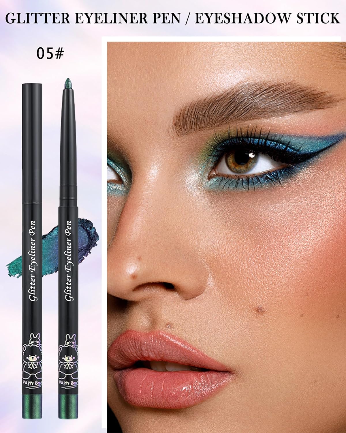 Chameleon Glitter Eyeliner Gel Pencil,Metallic Shimmer Blue Green Gel Eyeliner Pen,Longlasting Waterproof Eye Liner Eyeshadow Cream Stick for Women Eye Makeup,delineador de ojos contra el agua-05# 2 Chameleon Glitter Eyeliner Gel Pencil,Metallic Shimmer Blue Green Gel Eyeliner Pen,Longlasting Waterproof Eye Liner Eyeshadow Cream Stick for Women Eye Makeup,delineador de ojos contra el agua-05# - الصورة 2