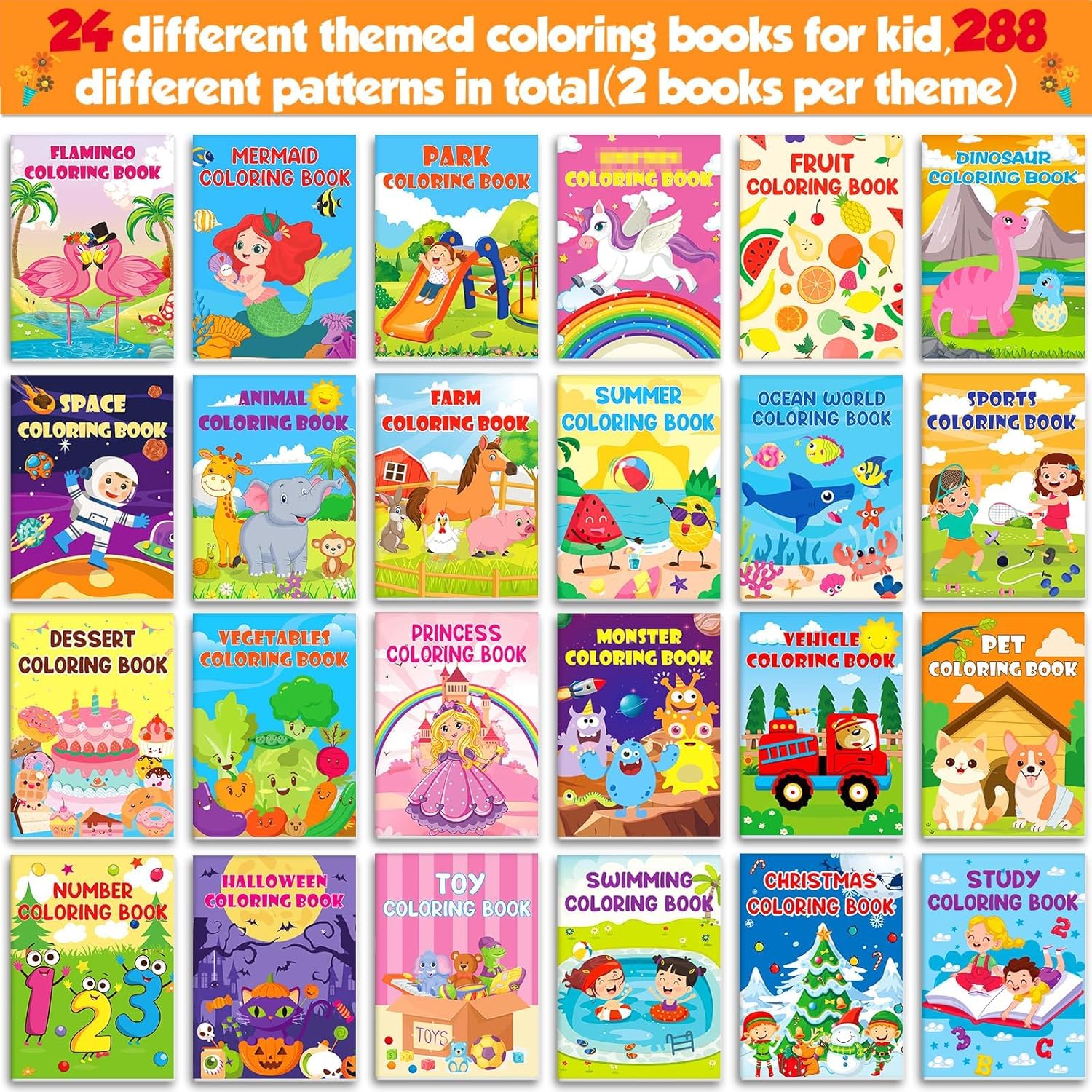 48 Pack Coloring Books for Kids Ages 4-8, Small Books for Ages 2-4, Birthday Party Favors, Bulk Gifts, Goodie Bags Stuffers, Classroom Activity - Includes Mermaid, Dinosaur, Animals 2 48 Pack Coloring Books for Kids Ages 4-8, Small Books for Ages 2-4, Birthday Party Favors, Bulk Gifts, Goodie Bags Stuffers, Classroom Activity - Includes Mermaid, Dinosaur, Animals - الصورة 2