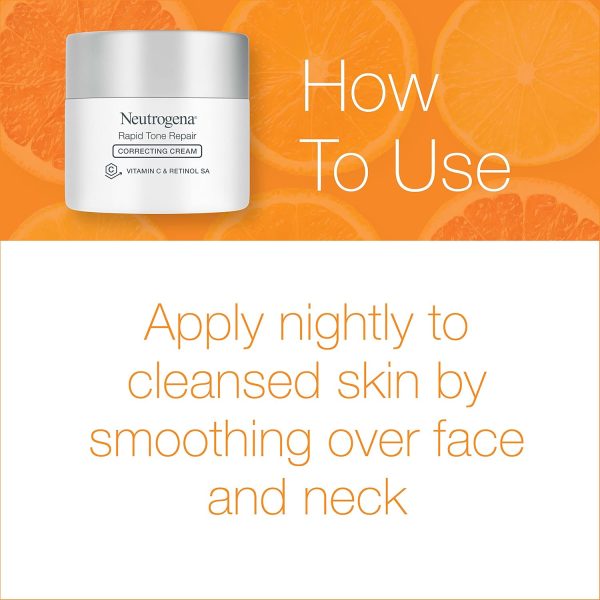 ⁦Neutrogena Retinol + Vitamin C Correcting Cream, Rapid Tone Repair Face & Neck Cream with Hyaluronic Acid for Dark Spots, Fine Lines & Wrinkles, 1.7 oz⁩ - الصورة ⁦6⁩