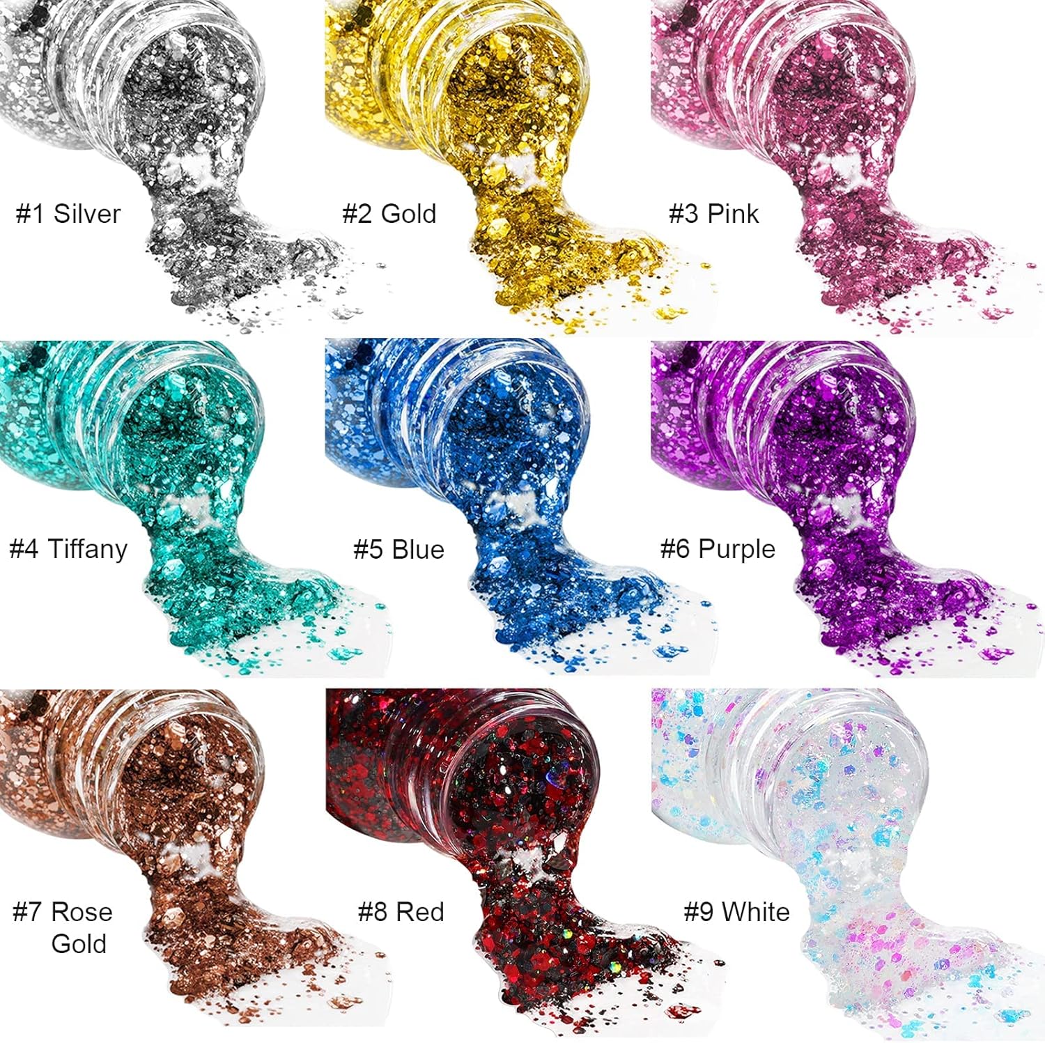 MAKINGTEC 2 Bottle Mermaid Sequins Body Glitter Gel, Long Lasting Holographic Glitter Body Makeup for Women, Waterproof Face Glitter Gel Total 5 MAKINGTEC 2 Bottle Mermaid Sequins Body Glitter Gel, Long Lasting Holographic Glitter Body Makeup for Women, Waterproof Face Glitter Gel Total - الصورة 5