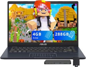 اسس لابتوب فيفو بوك جو 14 انش FHD، انتل سيليرون N4500، 4GB DDR4 RAM، تخزين 288GB (128GB eMMC + قاعدة شحن 160GB)، بطاقة رسومات انتل UHD، لوحة ارقام، كاميرا ويب، واي فاي 5، ويندوز 11S، اسود