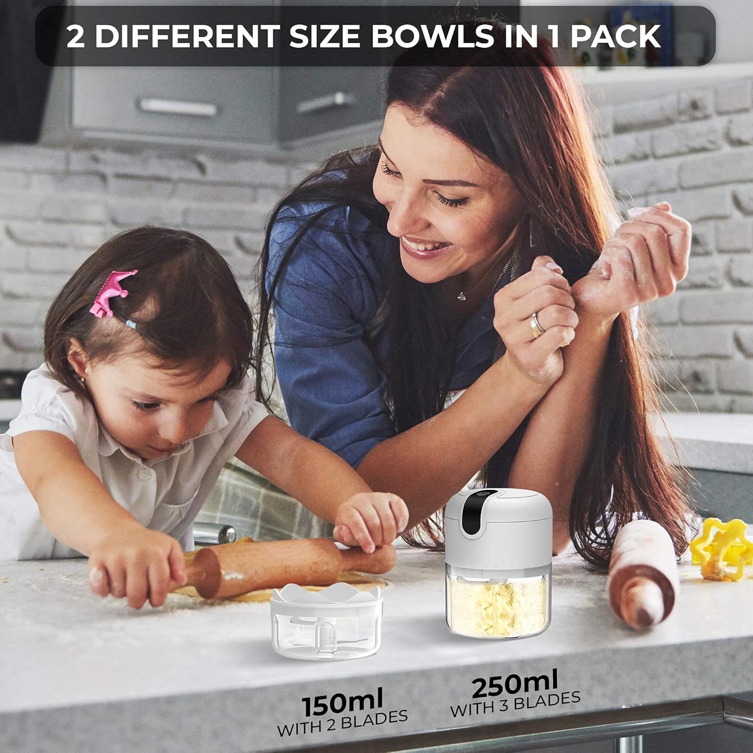 Electric Mini garlic chopper, Onion Ginger salad Pepper Nuts grinder, Portable Small Food Chopper for Garlic Onion Veggie, Dicing, Mincing, All in one food processor kitchen chopper masher (250ML) 2 Electric Mini garlic chopper, Onion Ginger salad Pepper Nuts grinder, Portable Small Food Chopper for Garlic Onion Veggie, Dicing, Mincing, All in one food processor kitchen chopper masher (250ML) - الصورة 2