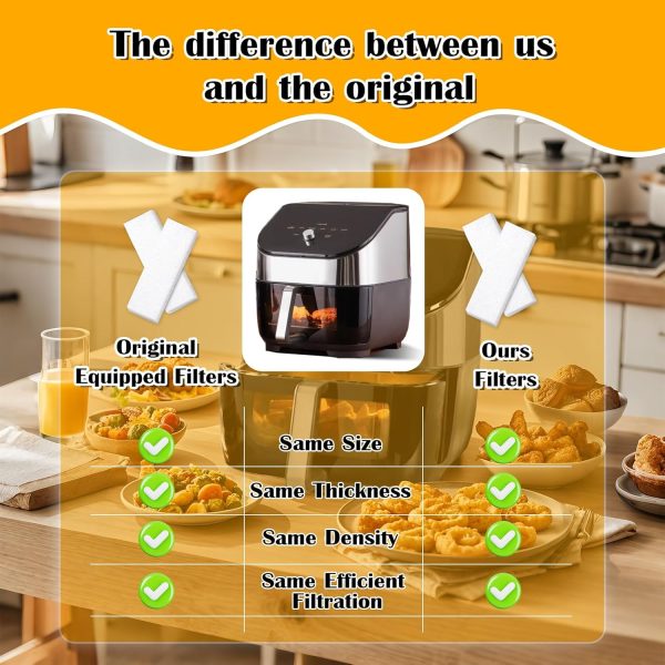 ⁦12 Pcs Air Fryer Replacement Filters Compatible with Instant Vortex Plus 6 Quart Air Fryer Filters Air Fryer Accessories Effective at Removing Odors Filters for Air Fryer(White)⁩ - الصورة ⁦4⁩
