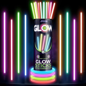 JOYIN 100 Pcs Glow Sticks Bulk 8" Glowsticks, Glow Stick Bracelets Necklaces, Glow in the Dark Neon Party Supplies, Easter, Christmas, Halloween Party Supplies Pack, Football Party Supplies