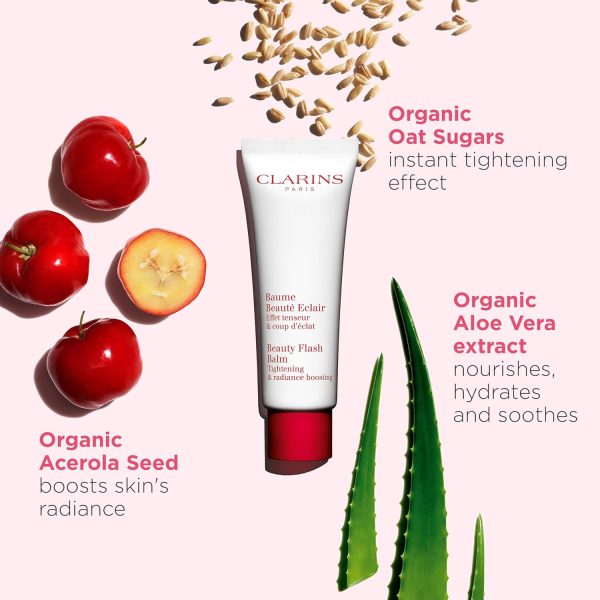 ⁦Clarins Beauty Flash Balm 50ml | Radiance Boosting Face Cream with Acerola & Prickly Pear Extracts | Instant Glow & Firming Treatment for Dull, Tired Skin⁩ - الصورة ⁦4⁩