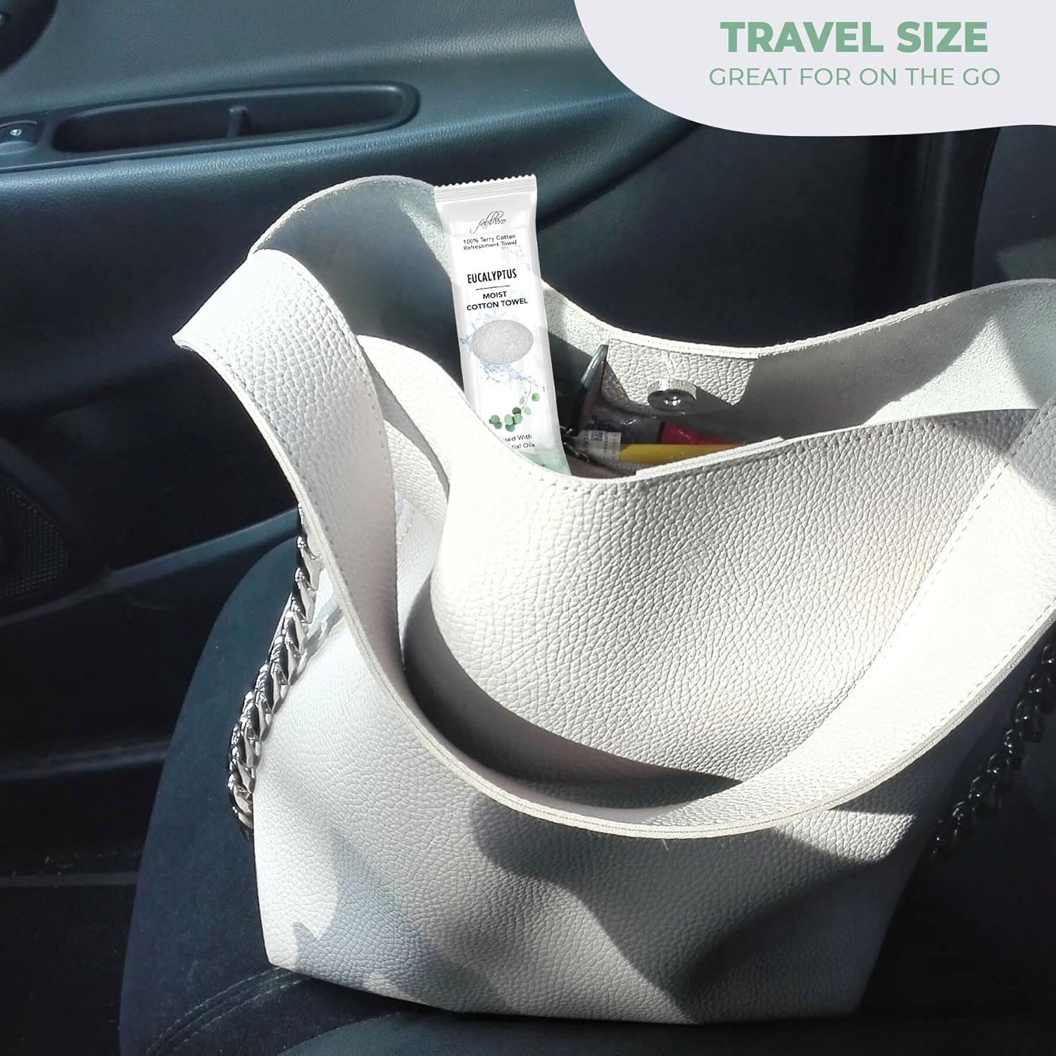 FabbPro Oshibori Moist Terry Cotton Refreshment Towels (25 Pack, 8 x 8 Inches) - White Scented Pre-moistened Towel to Use Hot or Cold (Eucalyptus) 6 FabbPro Oshibori Moist Terry Cotton Refreshment Towels (25 Pack, 8 x 8 Inches) - White Scented Pre-moistened Towel to Use Hot or Cold (Eucalyptus) - الصورة 6