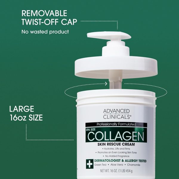 ⁦Advanced Clinicals Hyaluronic Acid Body Lotion + Firming Collagen Cream 2pc Skin Care Set | Skin Tightening Body Moisturizer & Face Lotion | Hyaluronic Acid Lotion | Skin Care Products, 2pc Bundle⁩ - الصورة ⁦9⁩