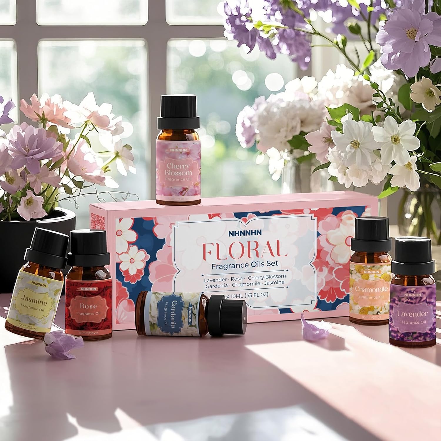 Floral Essential Oils Set - Pure Natural Fragrance Oils Blends for Diffuser - Lavender, Rose, Jasmine, Cherry Blossom, Gardenia, Chamomile, Candle & Soap Making | Aromatherapy Oils for Home, 6x10ml 7 Floral Essential Oils Set - Pure Natural Fragrance Oils Blends for Diffuser - Lavender, Rose, Jasmine, Cherry Blossom, Gardenia, Chamomile, Candle & Soap Making | Aromatherapy Oils for Home, 6x10ml - الصورة 7