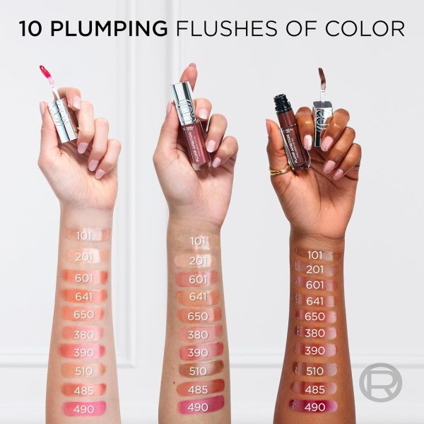 ⁦L'Oreal Paris Plump Ambition Hyaluron Lip Oil, 24 HR Lip Gloss with Hyaluronic Acid, Volumizing Formula with Glass-Like Shine, Worth It 601, 0.16 Fl Oz⁩ - الصورة ⁦5⁩