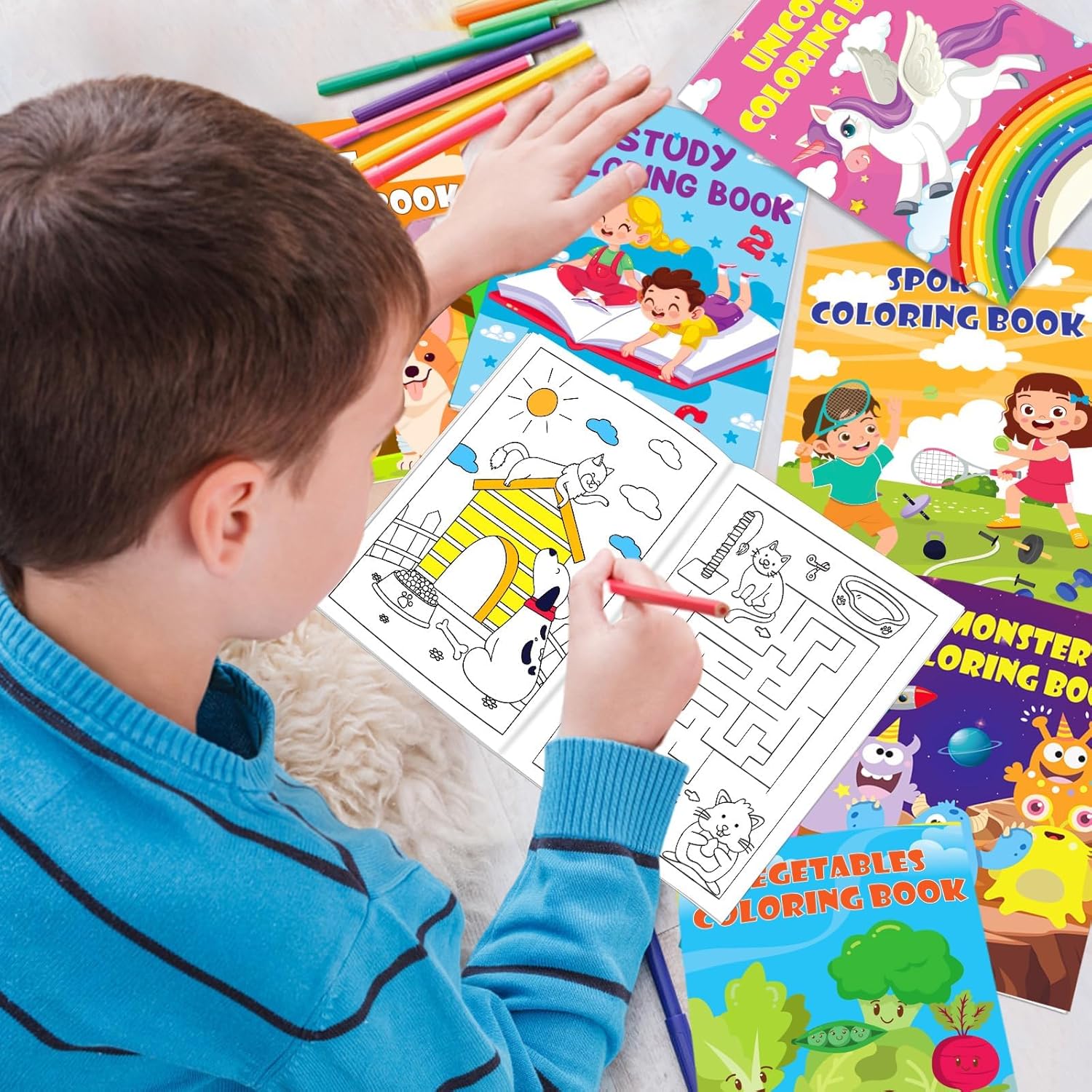 48 Pack Coloring Books for Kids Ages 4-8, Small Books for Ages 2-4, Birthday Party Favors, Bulk Gifts, Goodie Bags Stuffers, Classroom Activity - Includes Mermaid, Dinosaur, Animals 6 48 Pack Coloring Books for Kids Ages 4-8, Small Books for Ages 2-4, Birthday Party Favors, Bulk Gifts, Goodie Bags Stuffers, Classroom Activity - Includes Mermaid, Dinosaur, Animals - الصورة 6