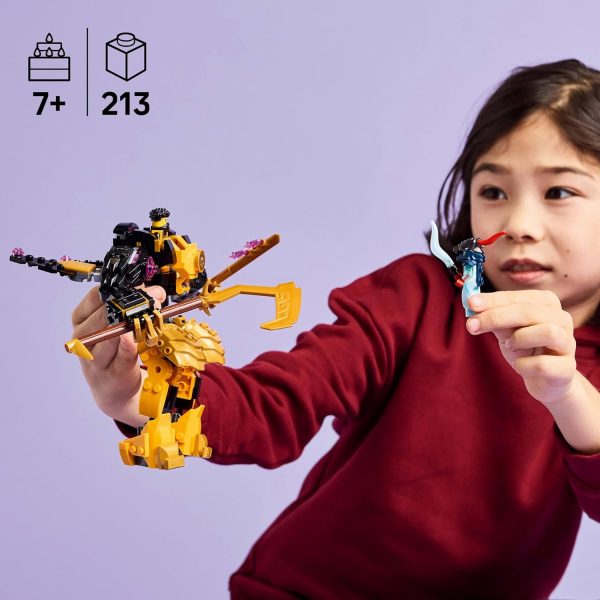 ⁦LEGO NINJAGO Arin’s Spinjitzu Battle Mech Toy - Mix & Match Posable Figure, Baby Riyu Dragon & 2 Ninja Minifigures - Gift for 7+ Boys & Dragons Rising Fans - 71839⁩ - الصورة ⁦3⁩