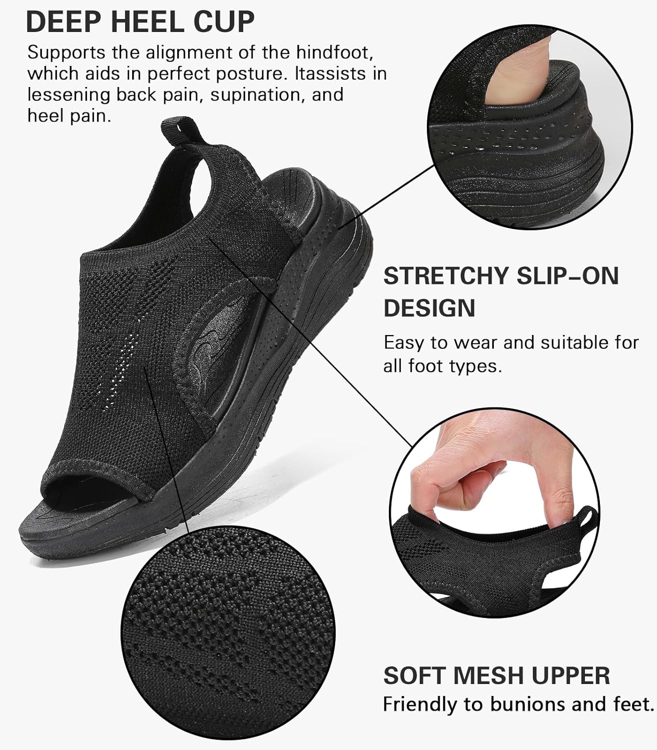 YESWIN Women Walking Sandals Arch Support Orthotic Comfortable Plantar Fasciitis Sandals Non-slip Casual Open Toe Sport Sandals for Athletic Summer Beach 2 YESWIN Women Walking Sandals Arch Support Orthotic Comfortable Plantar Fasciitis Sandals Non-slip Casual Open Toe Sport Sandals for Athletic Summer Beach - الصورة 2