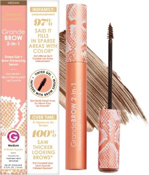 Grande Cosmetics GrandeBROW 2-in-1 Tinted Brow Gel + Brow Enhancing Serum, Medium