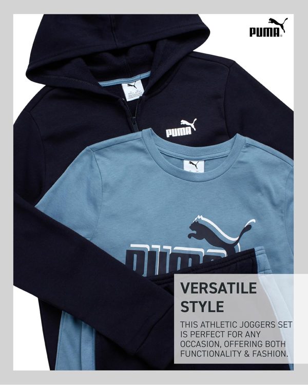 ⁦PUMA Boys' Fleece Jogger Set - 3 Piece Hoodie, T-Shirt, and Jogger Sweatpants - Athleisure Outfit Set for Boys (Sizes: 8-16)⁩ - الصورة ⁦3⁩