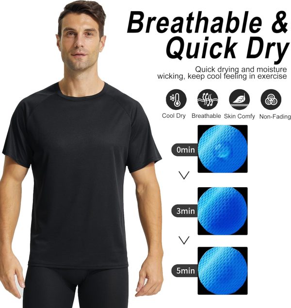 ⁦3 Pack Running T-shirts for Men Quick Dry Gym T Shirt Short Sleeve Crew Neck Running Shirts Moisture Wicking Active Athletic Running Tops Men Mesh Work Shirts⁩ - الصورة ⁦4⁩