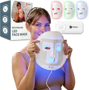LifePro Red Light Therapy Face Mask, Led Face Mask Light Therapy - 3 Color Light Therapy for Face and Neck, Portable Light Therapy Mask for Skin Care at Home Facial