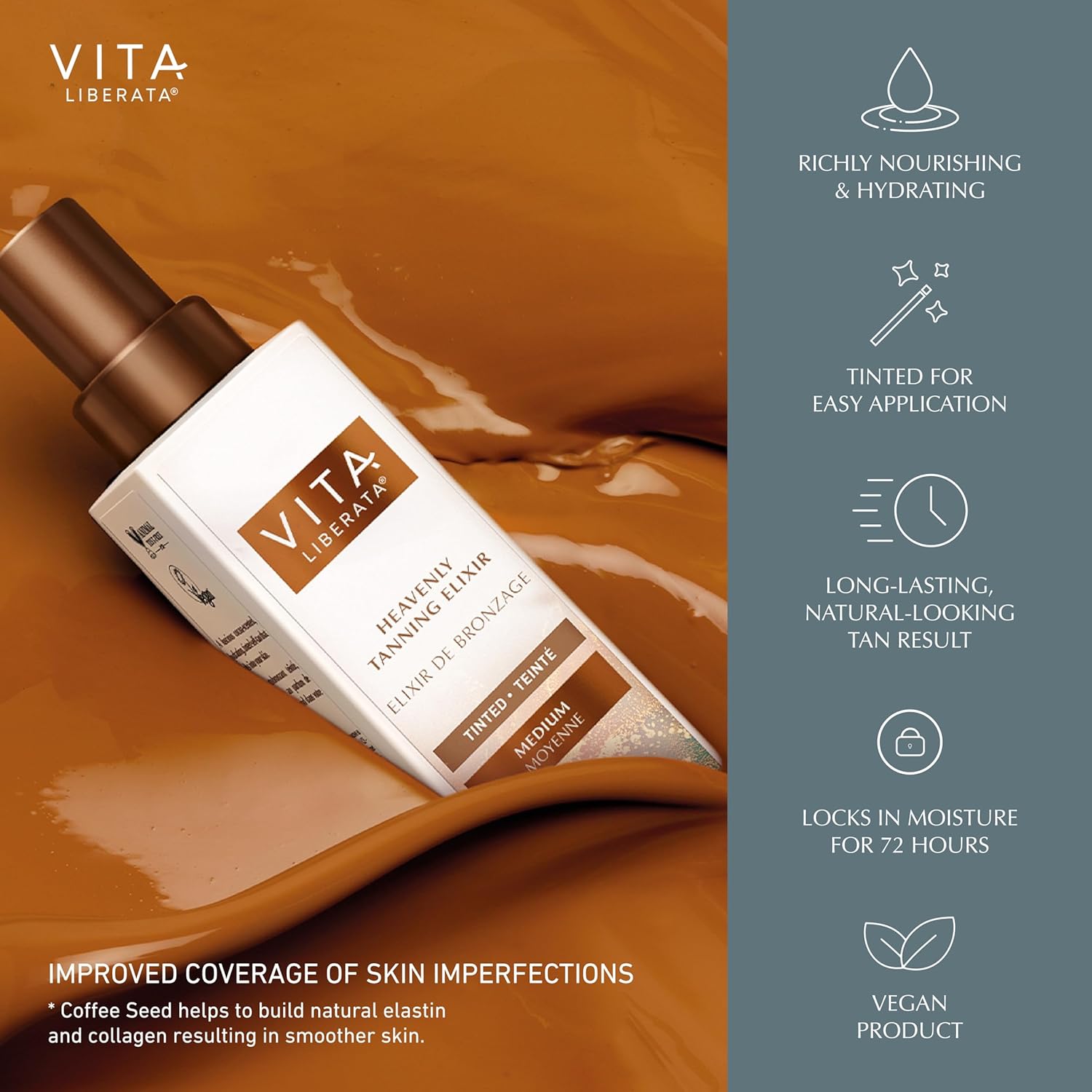VITA LIBERATA Tinted Heavenly Tanning Elixir Medium 150ml 4 VITA LIBERATA Tinted Heavenly Tanning Elixir Medium 150ml - الصورة 4