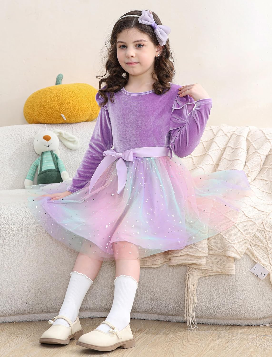 Seanrui Toddler Girls Christmas Dress Long Sleeve Ruffle Velvet Tutu Fall Winter Holiday Party Princess Dresses 1-6T 5 Seanrui Toddler Girls Christmas Dress Long Sleeve Ruffle Velvet Tutu Fall Winter Holiday Party Princess Dresses 1-6T - الصورة 5