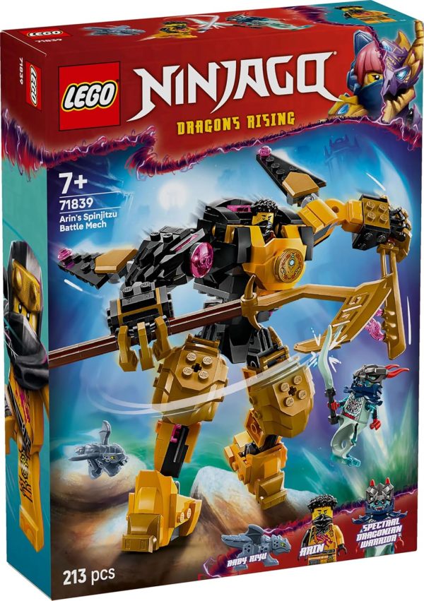 ⁦LEGO NINJAGO Arin’s Spinjitzu Battle Mech Toy - Mix & Match Posable Figure, Baby Riyu Dragon & 2 Ninja Minifigures - Gift for 7+ Boys & Dragons Rising Fans - 71839⁩ - الصورة ⁦7⁩
