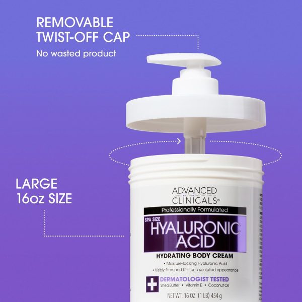 ⁦Advanced Clinicals Hyaluronic Acid Body Lotion + Firming Collagen Cream 2pc Skin Care Set | Skin Tightening Body Moisturizer & Face Lotion | Hyaluronic Acid Lotion | Skin Care Products, 2pc Bundle⁩ - الصورة ⁦2⁩