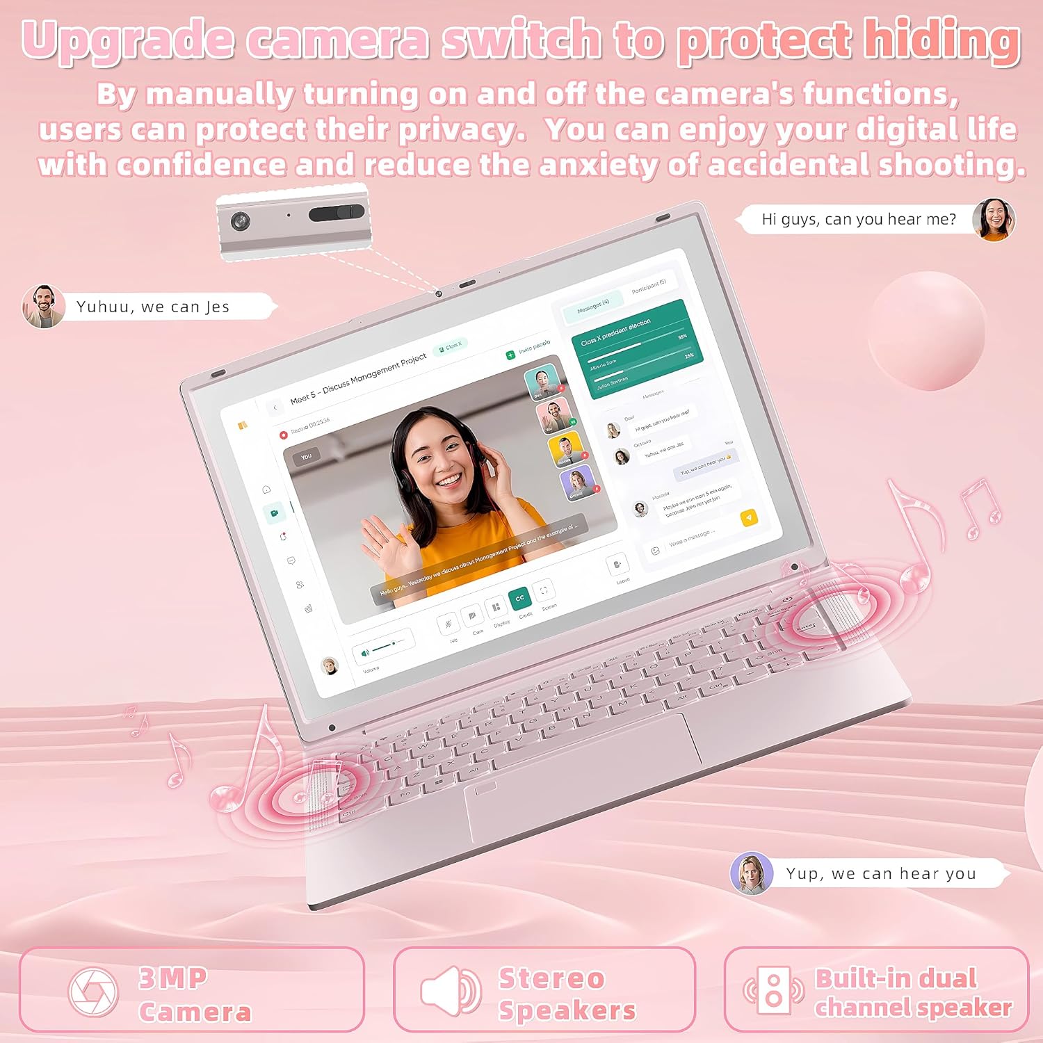 Nmybwo 14''Pink Laptop 16GB DDR4 RAM 1TB SSD,2K UHD (2160 * 1440) IPS Display Laptop, Celeron N150 CPU (Up to 3.6 Ghz) Win 11 Portable PC/WiFi 5,Type-C,3MP Camera,6000Mah,BT5.0,Fingerprint (16G+1TB) 8 Nmybwo 14''Pink Laptop 16GB DDR4 RAM 1TB SSD,2K UHD (2160 * 1440) IPS Display Laptop, Celeron N150 CPU (Up to 3.6 Ghz) Win 11 Portable PC/WiFi 5,Type-C,3MP Camera,6000Mah,BT5.0,Fingerprint (16G+1TB) - الصورة 8