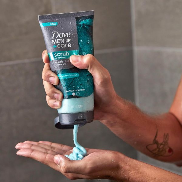 ⁦Dove Men+Care Eucalyptus Body and Face Scrub Deeply Exfoliates for Hydrated & Nourished Skin 100% Gentle Cleanser, No Sulfate Cleansers or Parabens⁩ - الصورة ⁦8⁩