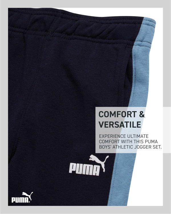 ⁦PUMA Boys' Fleece Jogger Set - 3 Piece Hoodie, T-Shirt, and Jogger Sweatpants - Athleisure Outfit Set for Boys (Sizes: 8-16)⁩ - الصورة ⁦5⁩